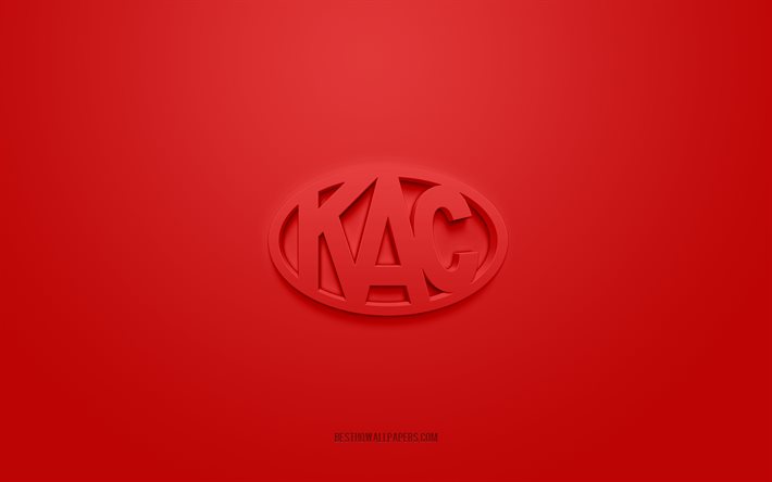 ECKAC, クリエイティブな3Dロゴ, 赤い背景, エリートアイスホッケーリーグ, オーストリアホッケークラブ, ケルンテン州, オーストリア, ホッケー, EC KAC3dロゴ