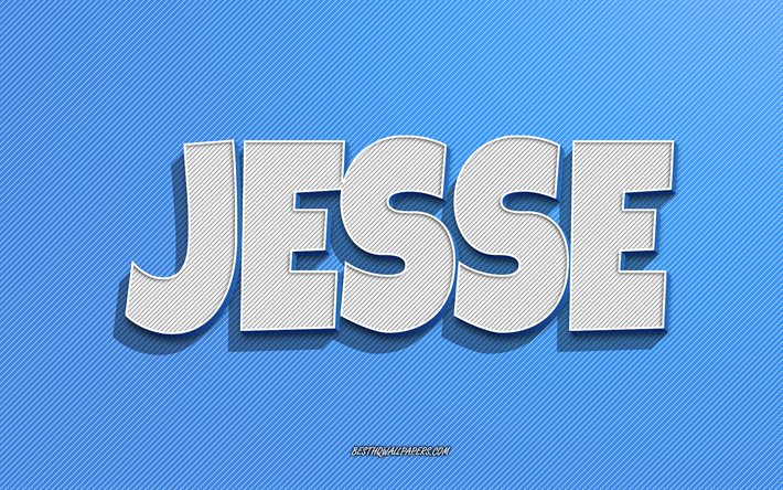 Jesse, fundo de linhas azuis, pap&#233;is de parede com nomes, nome de Jesse, nomes masculinos, cart&#227;o de felicita&#231;&#245;es de Jesse, arte de linha, imagem com o nome de Jesse