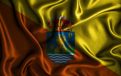 Bandeira de Benalmadena, 4k, bandeiras onduladas de seda, cidades espanholas, Dia de Benalmadena, bandeiras de tecido, arte 3D, Benalmadena, cidades da Espanha, Bandeira de Benalmadena 3D