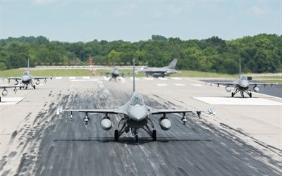 General Dynamics F-16 Fighting Falcon, American fighter, F-16, United States Air Force, airfield fighter, United States
