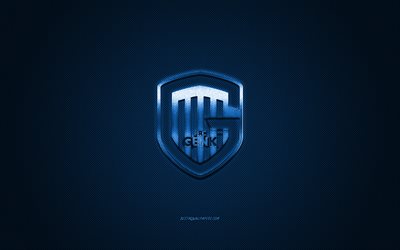 KRC Genk, Belgium football club, Jupiler Pro League, blue logo, blue carbon fiber background, Belgian First Division A, football, Genk, Belgium, KRC Genk logo