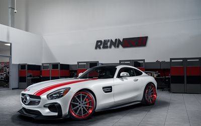 Mercedes-AMG GT, 2021, C190, white sports coupe, AMG GT tuning, white AMG GT, German sports cars, Mercedes-Benz