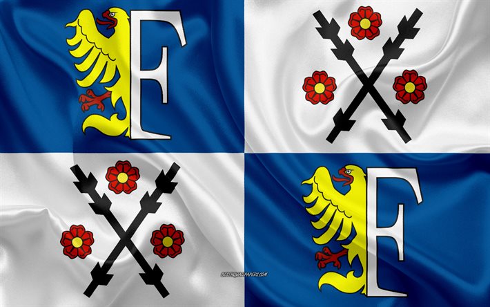 flagge von frydek-mistek, tschechien, 4k, seidenstruktur, frydek-mistek-flagge, tschechische st&#228;dte, frydek-mistek