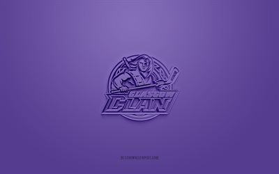 Glasgow Clan, creative 3D logo, purple background, Elite Ice Hockey League, British Hockey Club, Glasgow, United Kingdom, British Elite League, Hockey, Glasgow Clan 3d logo