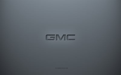 GMC logo, gray creative background, GMC emblem, gray paper texture, GMC, gray background, GMC 3d logo