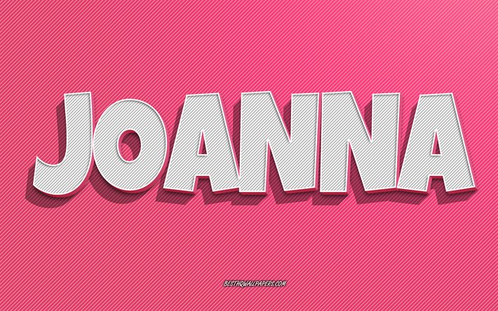 Joanna, pink lines background, wallpapers with names, Joanna name, female names, Joanna greeting card, line art, picture with Joanna name