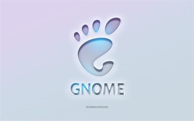 Logo GNOME, texte 3d découpé, fond blanc, logo GNOME 3d, emblème GNOME, GNOME, logo en relief, emblème GNOME 3d