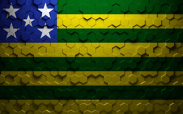 Flag of Goias, honeycomb art, Goias hexagons flag, Goias, 3d hexagons art, Goias flag