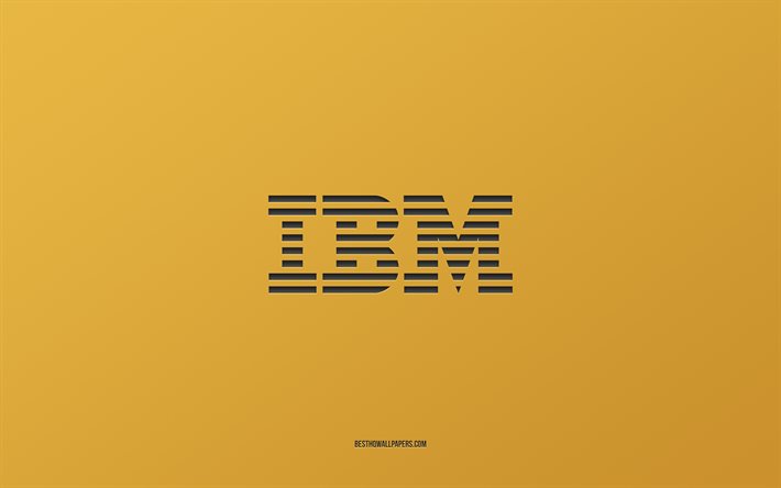 IBM logosu, altın arka plan, şık sanat, markalar, amblem, IBM, altın kağıt dokusu, IBM amblemi