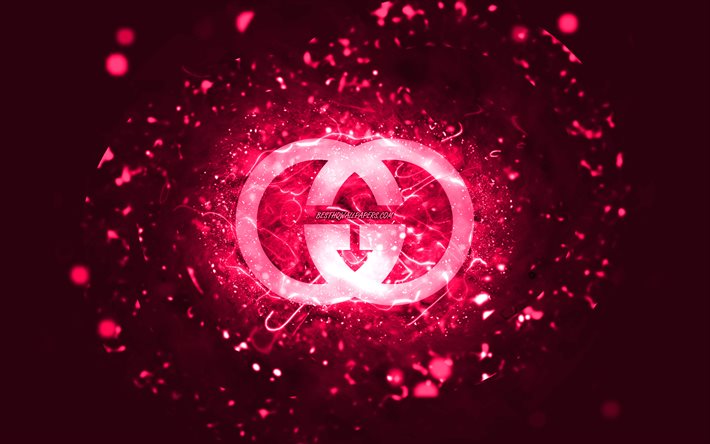 Download wallpapers Gucci pink logo, 4k, pink neon lights, creative, pink  abstract background, Gucci logo, brands, Gucci for desktop free. Pictures  for desktop free