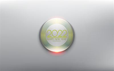Happy New Year 2022, 4k, green 3d elements, 2022 New Year, 2022 infographics background, 2022 concepts, 2022 metal background