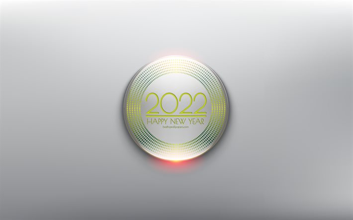 Happy New Year 2022, 4k, green 3d elements, 2022 New Year, 2022 infographics background, 2022 concepts, 2022 metal background