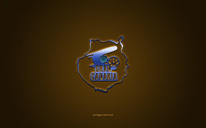 CB Gran Canaria, Espanjan koripalloseura, sininen logo, keltainen hiilikuitu tausta, Liga ACB, koripallo, Las Palmas, Espanja, CB Gran Canaria logo