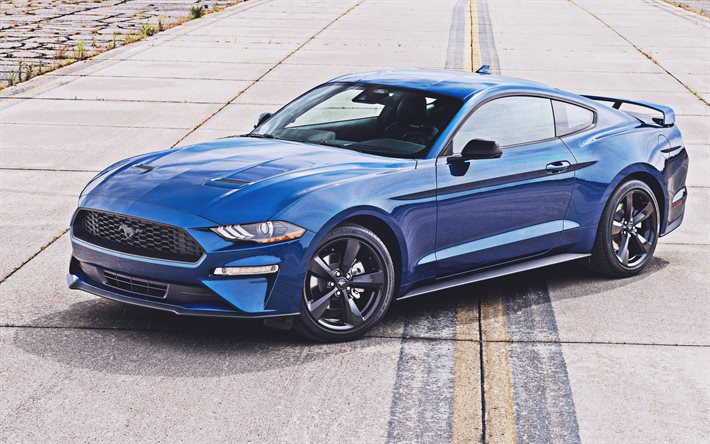 Ford Mustang Stealth Edition, 4k, supercars, 2022 voitures, voitures am&#233;ricaines, bleu Ford Mustang, 2022 Ford Mustang, Ford