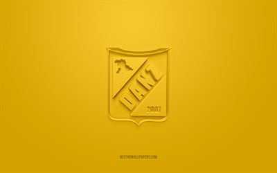 Deportivo Anzoategui SC, creative 3D logo, yellow background, Venezuelan football team, Venezuelan Primera Division, Puerto La Cruz, Venezuela, 3d art, football, Deportivo Anzoategui SC 3d logo