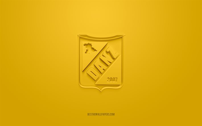 Deportivo Anzoategui SC, luova 3D-logo, keltainen tausta, Venezuelan jalkapallojoukkue, Venezuelan Primera Division, Puerto La Cruz, Venezuela, 3d-taide, jalkapallo, Deportivo Anzoategui SC 3d-logo