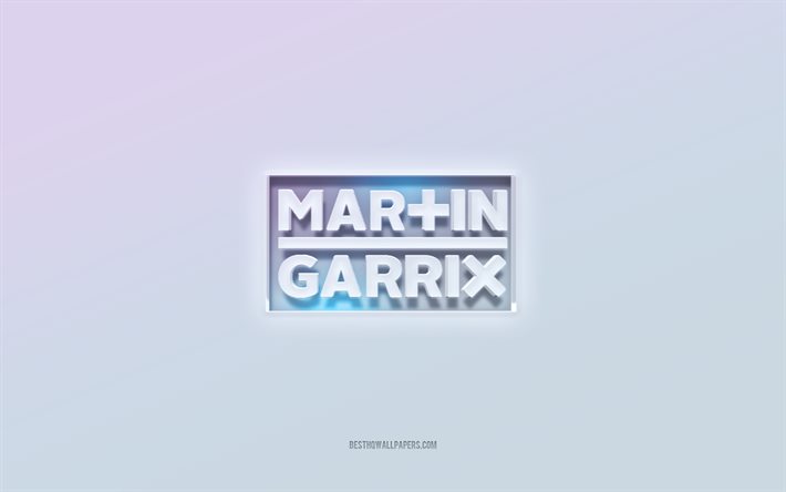 Martin Garrix logosu, 3d metni kesip, beyaz arka plan, Martin Garrix 3d logosu, Martin Garrix amblemi, Martin Garrix, kabartmalı logo, Martin Garrix 3d amblemi
