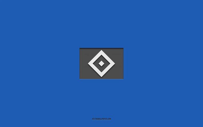 Hamburger SV, fundo azul, time de futebol alem&#227;o, emblema do Hamburger SV, Bundesliga 2, Alemanha, futebol, logotipo do Hamburger SV
