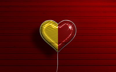 Rakastan San Severoa, 4k, realistiset ilmapallot, punainen puinen tausta, San Severon p&#228;iv&#228;, italialaiset kaupungit, San Severon lippu, Italia, ilmapallo lipulla, San Severo