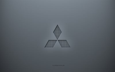 mitsubishi-logo, grauer kreativer hintergrund, mitsubishi-emblem, graue papierstruktur, mitsubishi, grauer hintergrund, mitsubishi 3d-logo