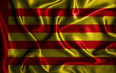 Sagunton lippu, 4k, silkki aaltoilevat liput, Espanjan kaupungit, Sagunton p&#228;iv&#228;, kangasliput, 3D-taide, Sagunto, Sagunto 3D lippu