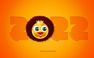 2022 Leo Year, Happy New Year 2022, yellow background, 3D Leo zodiac sign, 2022 New Year, Leo zodiac sign, 2022 concepts, Leo