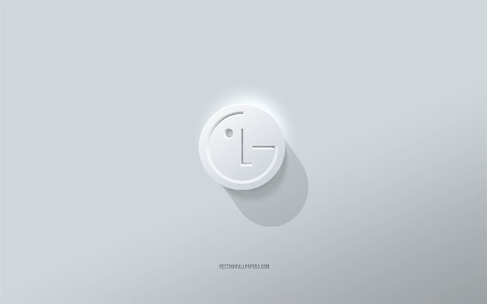 Logotipo da LG, fundo branco, logotipo LG 3D, arte 3D, LG, emblema 3D LG