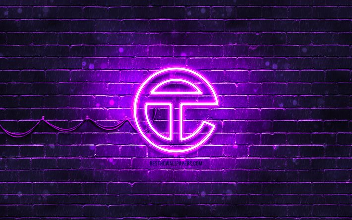 telfar-violettes logo, 4k, violette ziegelmauer, telfar-logo, marken, telfar-neonlogo, telfar