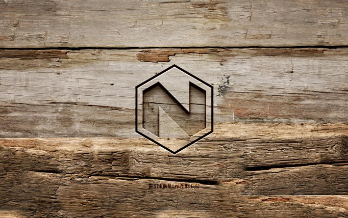 Logo en bois Nikola, 4K, arri&#232;re-plans en bois, marques de voitures, logo Nikola, cr&#233;atif, sculpture sur bois, Nikola