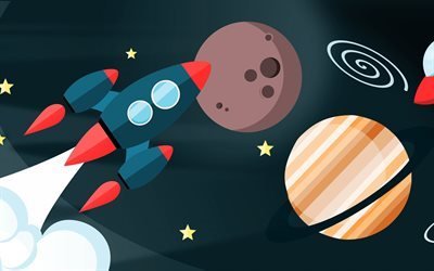 startup, rocket, space, planet