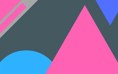 material design, 4k, creative, geometry, triangles, colorful background