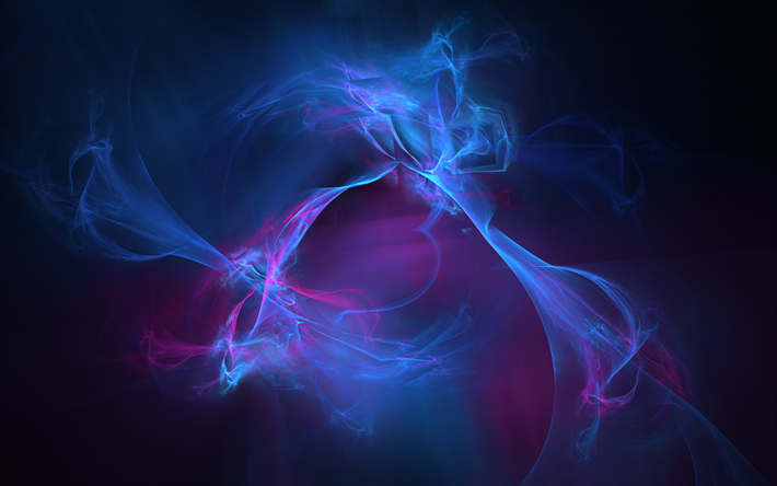 Neon smoke, bright abstraction, waves, light, creative