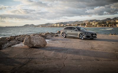 4k, Audi RS4 Avant, 2018 cars, wagons, new RS4, coast, Audi