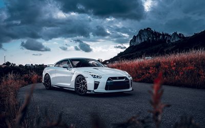 R35, Nissan GT-R, tuning, supercars, tunned GTR, white GT-R, japanese cars, Nissan