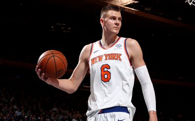 Kristaps Porzingis, New York Knicks, Latvian basketball player, NBA, basketball, 4k, USA