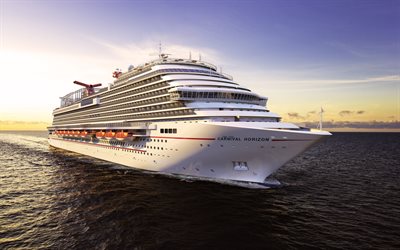 Carnevale Orizzonte, 4k, navi da crociera, mare, Carnival Cruise Line