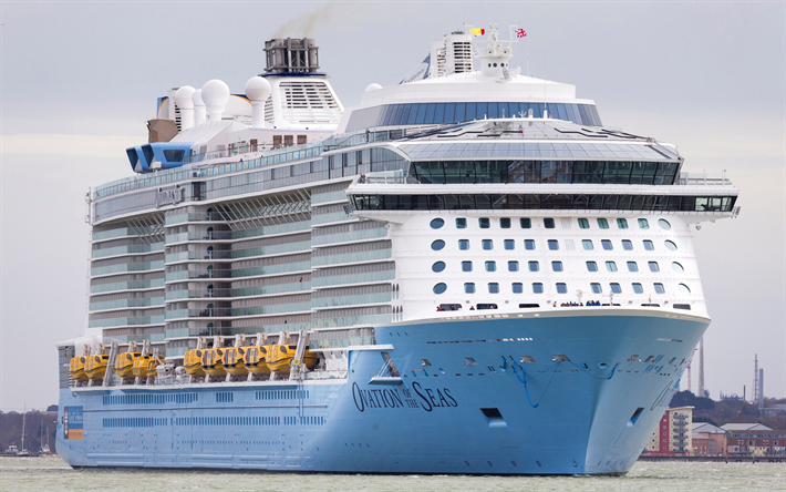 Ovation of the Seas, luxurious white ship, large cruise liner, Caribbean Sea, Royal Caribbean