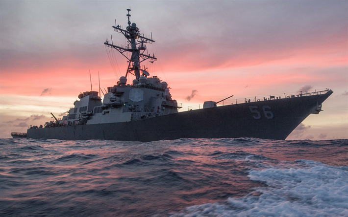 USS John McCain S, h&#228;vitt&#228;j&#228; aluksen, DDG-56, YHDYSVALTAIN Laivaston, USA, meri, sotalaivoja, Arleigh Burke-luokan
