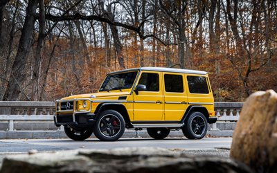 Mercedes-AMG G63, 2017, luxury yellow SUV, tuning g-class, Colour Edition, W463, Mercedes