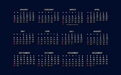 2019 Calendar, metal art, blue metal mesh, 2019 months, Calendar for 2019