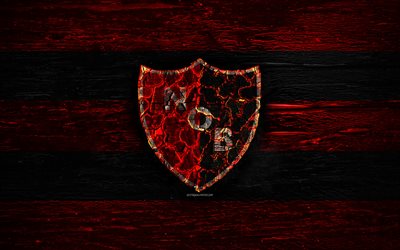 Newells Old Boys FC, fire logo, Argentine Primera Division, red and black lines, Argentinean football club, AAAJ, Argentina Superliga, football, soccer, logo, CA Newells Old Boys, wooden texture, Argentina