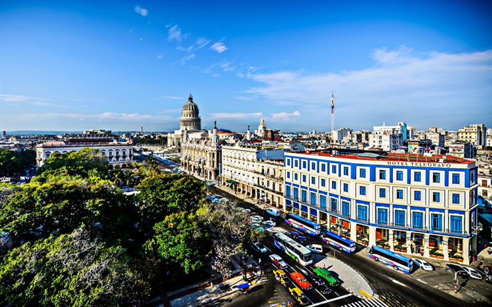 La habana, el verano, el cubano ciudades, paisajes urbanos, capital Cubana, HDR, Cuba, Am&#233;rica del Sur