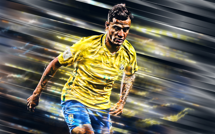 Philippe Coutinho, footballeur Br&#233;silien, l&#39;attaquant milieu de terrain, le Br&#233;sil &#233;quipe nationale de football, art cr&#233;atif, le milieu de terrain, le portrait, le Br&#233;sil, le football, Coutinho