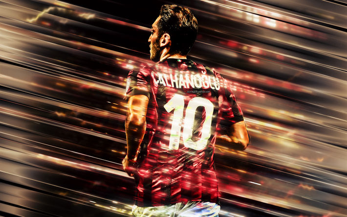 Hakan Calhanoglu, AC Milan, Turkish football player, midfielder, Serie A, Italy, art, football, Calhanoglu