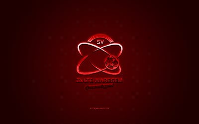 Zulte Waregem, Belgium football club, Jupiler Pro League, red logo, red carbon fiber background, Belgian First Division A, football, Waregem, Belgium, Zulte Waregem logo