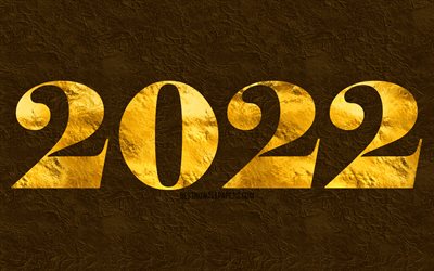 2022 golden stone digits, 4k, Happy New Year 2022, yellow stone background, 2022 year, 2022 concepts, 2022 new year, 2022 golden digits, 2022 on stone background, 2022 year digits