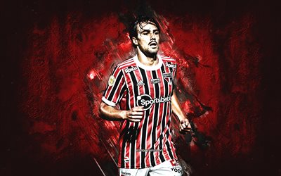 Igor Gomes, Sao Paulo FC, brasilialainen jalkapalloilija, keskikentt&#228;pelaaja, Serie A, jalkapallo, punainen kivi tausta
