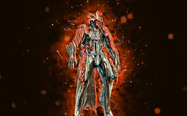 4k, Chroma, n&#233;ons marron, personnages Warframe, RPG, Warframe, Chroma Build, Warframe Builds, Chroma Warframe