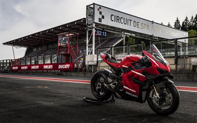 Ducati Superleggera V4, 2021, vue de face, ext&#233;rieur, v&#233;lo de sport rouge, nouveau Superleggera V4 rouge, v&#233;los de course, Ducati