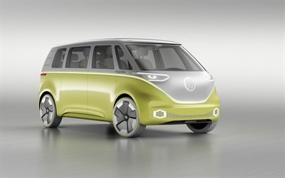 Volkswagen ID Buzz, 2017, concepts vans, yellow bus, VW